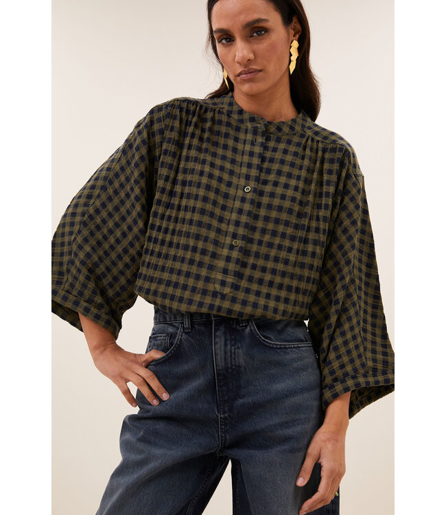By Bar Jess Blouse Olive Check