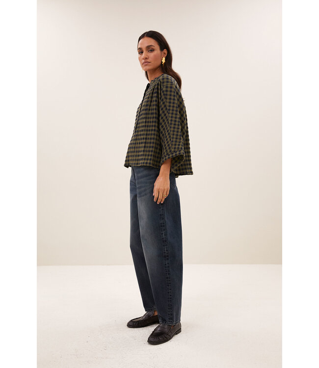 By Bar Jess Blouse Olive Check