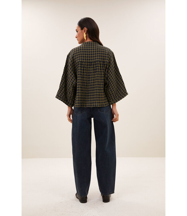 By Bar Jess Blouse Olive Check