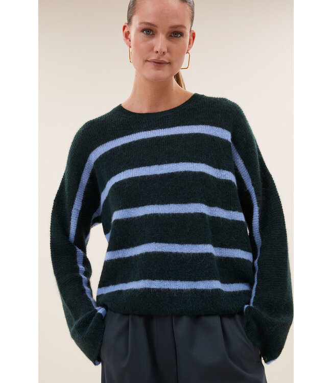 By Bar Vide Stripe Pullover Green Cloud