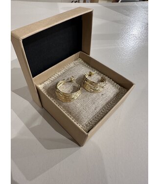 Betty Bogaers Hammered Multiple Hoop Large Gold