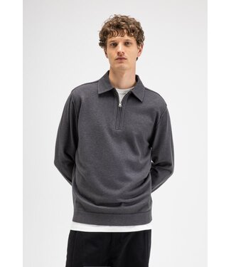 Butcher of Blue clifden zip polo sweater agatha grey