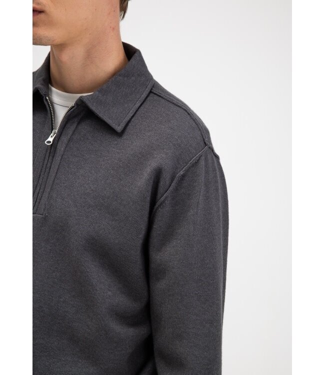 Butcher of Blue clifden zip polo sweater agatha grey