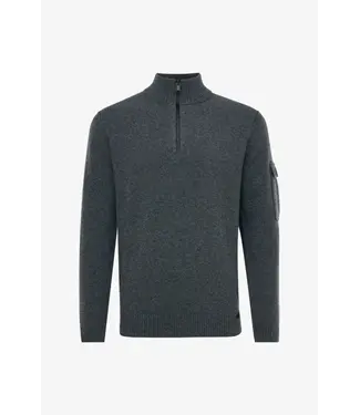 Genti Turtle zip ls knitwear merino 022 Grey