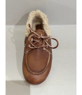 Posa boat loafer brushed fur leather brown