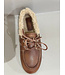 Posa boat loafer brushed fur leather brown