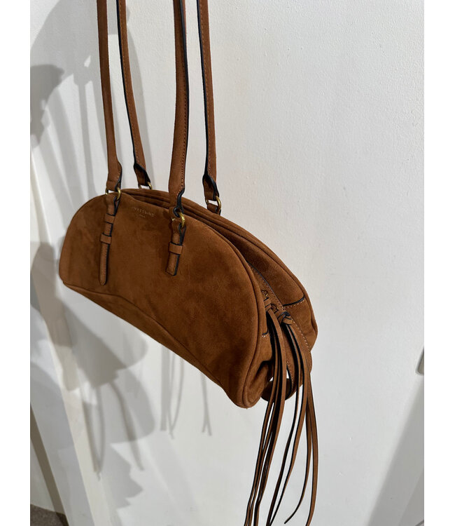 satchel bag honey yellow suede leather