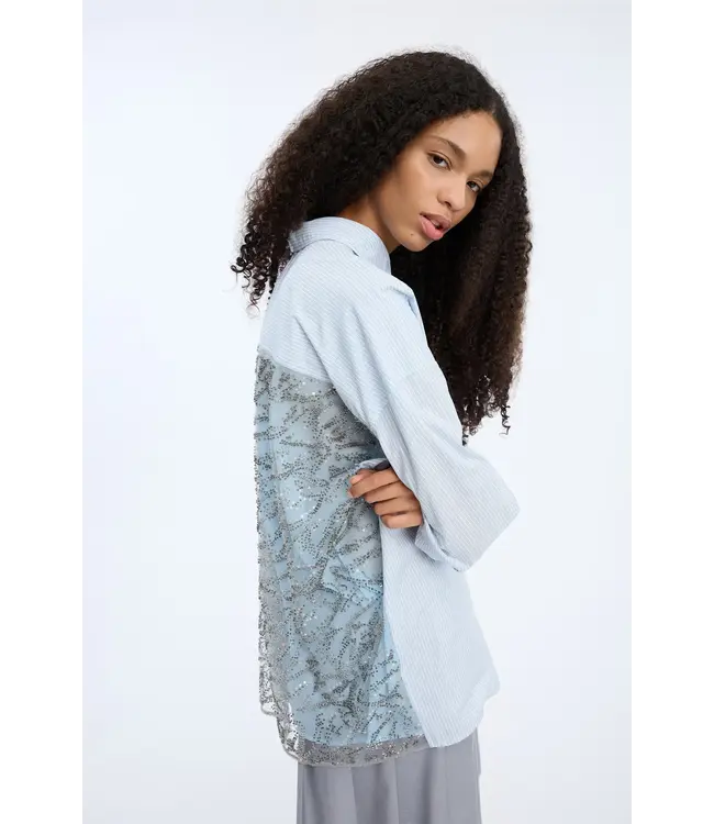 Munthe vontario stripeBlue gun-metal blouse