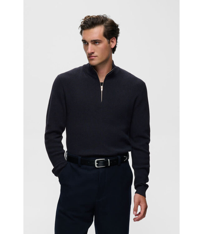 Matinique Malagoon half zip knit navy blazer