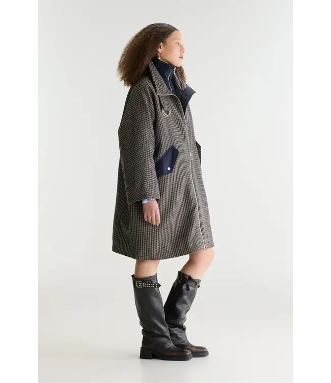 Bellerose Juny Checked Coat Grey