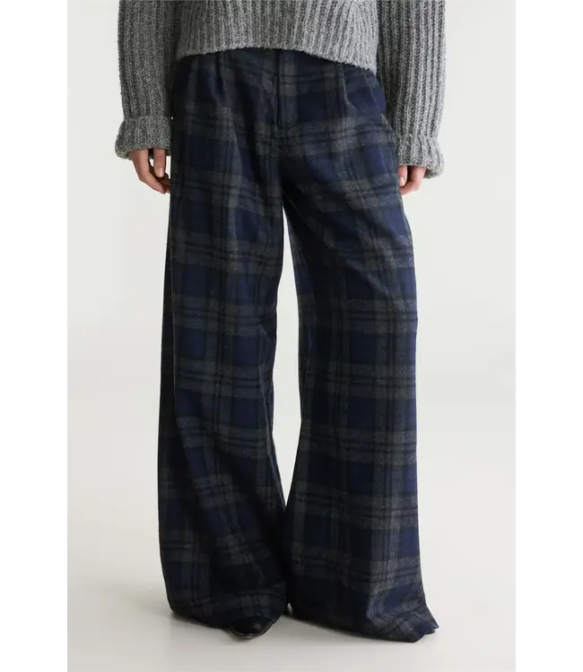 Bellerose Jenoa Wide Wool Trousers dark navy check