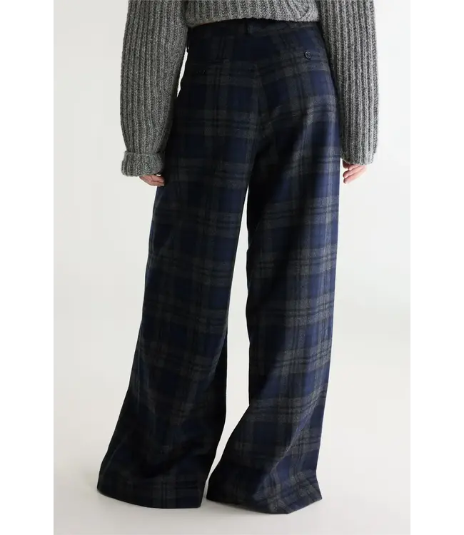 Bellerose Jenoa Wide Wool Trousers dark navy check