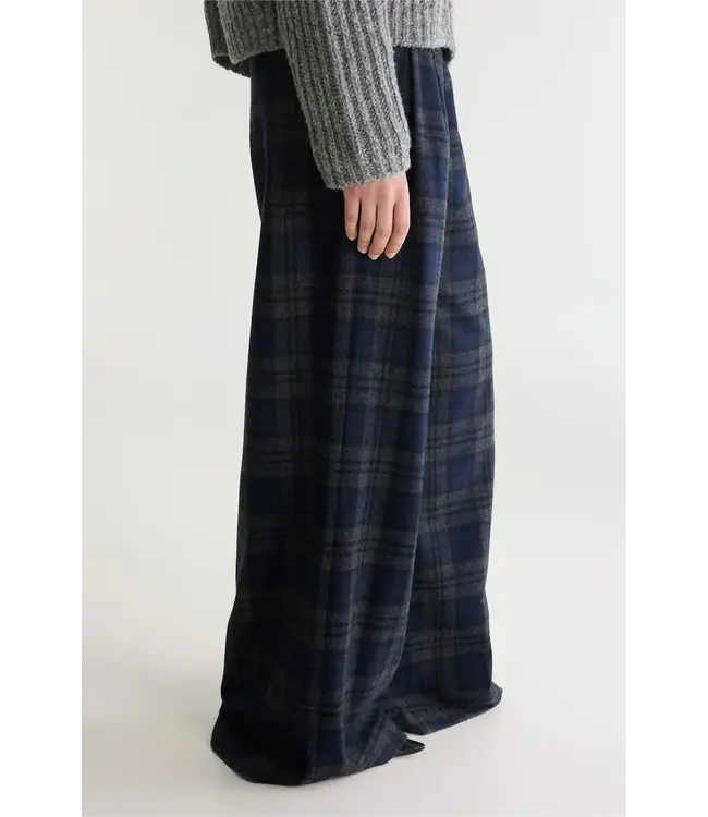 Bellerose Jenoa Wide Wool Trousers dark navy check