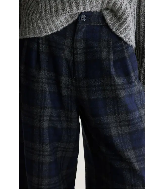Bellerose Jenoa Wide Wool Trousers dark navy check