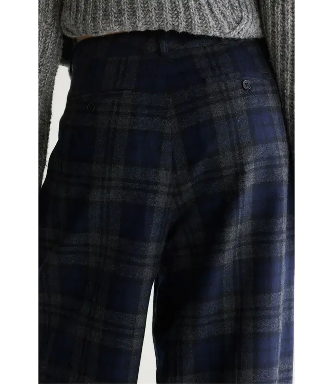 Bellerose Jenoa Wide Wool Trousers dark navy check