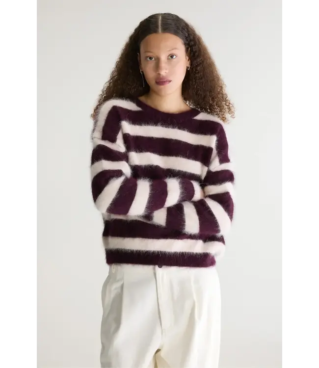 Bellerose Datus62 striped sweater Cordovan / Parchemin