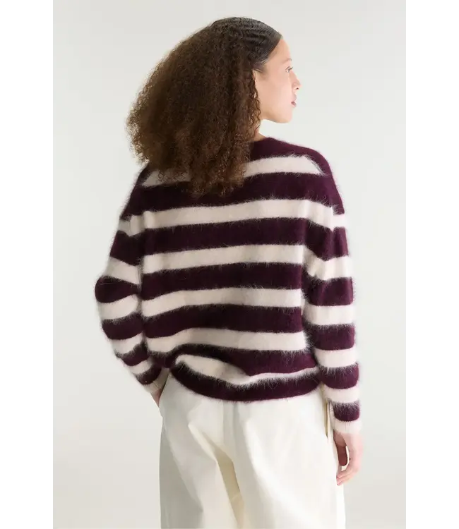 Bellerose Datus62 striped sweater Cordovan / Parchemin