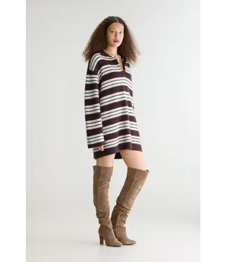 Bellerose DUSOR Striped Polo dress Dark roast / Oasis / Oyster