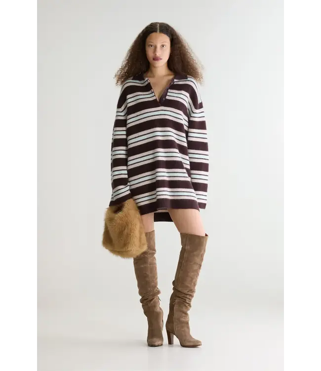 Bellerose DUSOR Striped Polo dress Dark roast / Oasis / Oyster