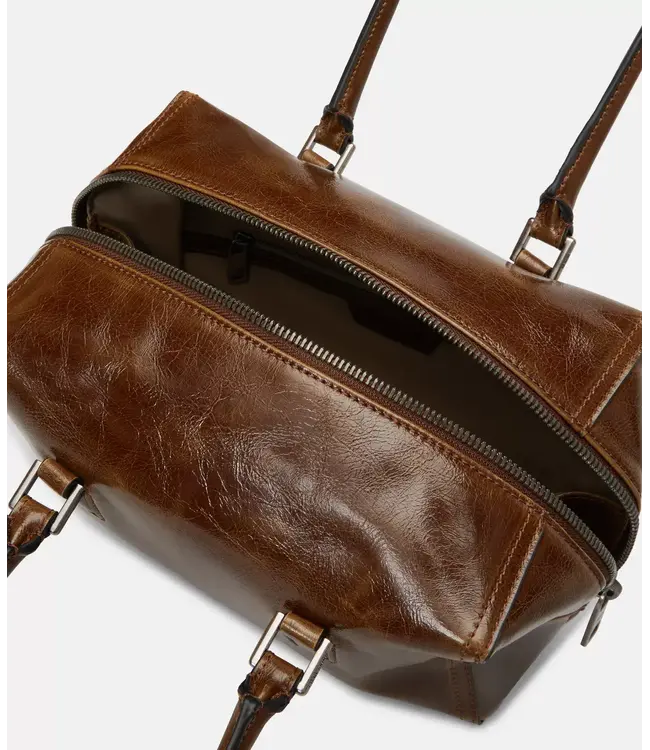 Satchel bag cognac lak leather