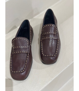 Posa Bardot loafer studs leather burgundy