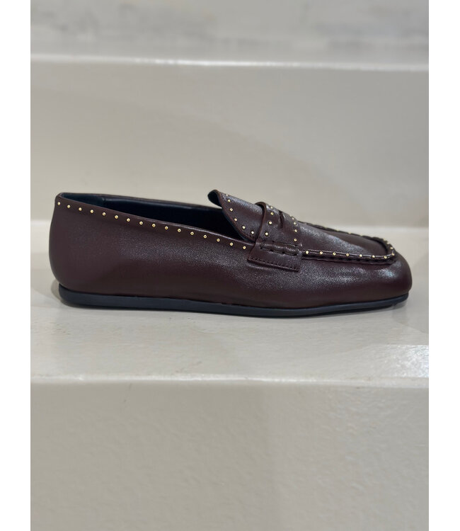 Posa Bardot loafer studs leather burgundy