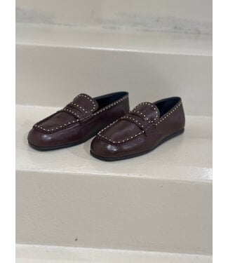 Posa Bardot loafer studs leather burgundy