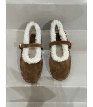 Posa moritz ballet flats suede fur tabacco
