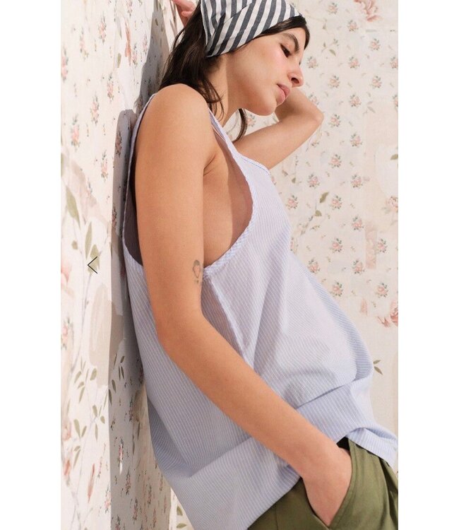 American Vintage eluabird top white blue stripe