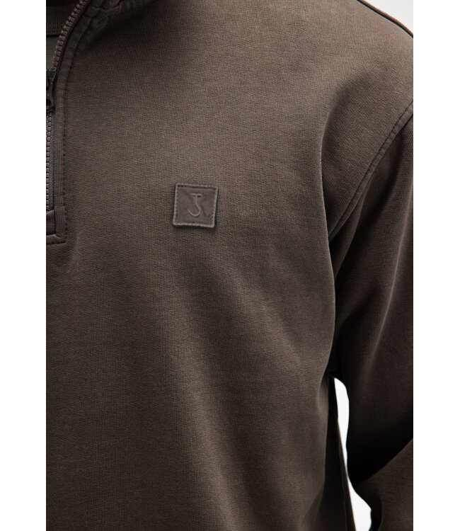Butcher of Blue Army sweat half zip chestnut brown