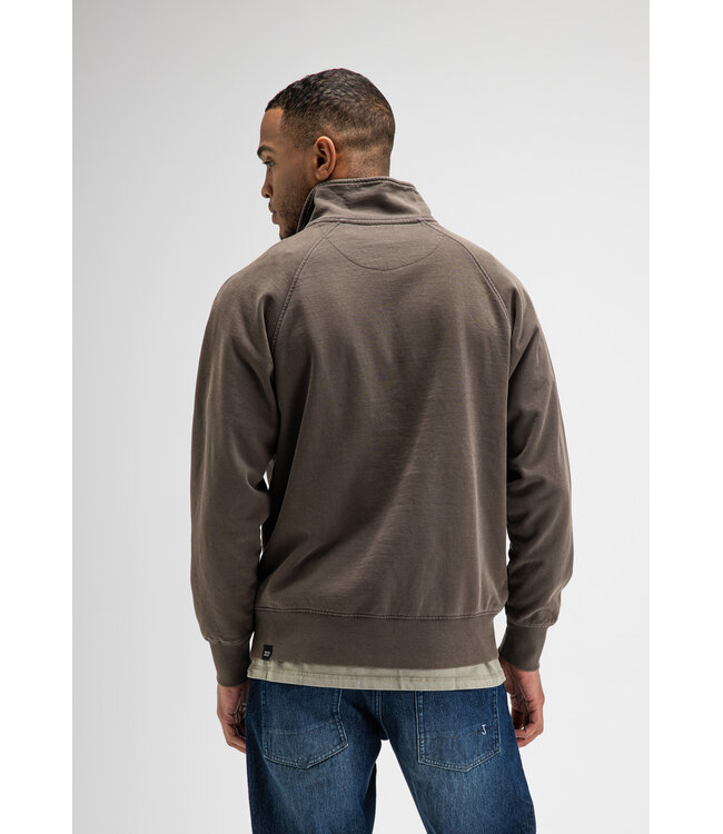 Butcher of Blue Army sweat half zip chestnut brown
