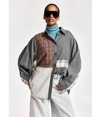 Essentiel Antwerp Kingsley grey patchwork shirt