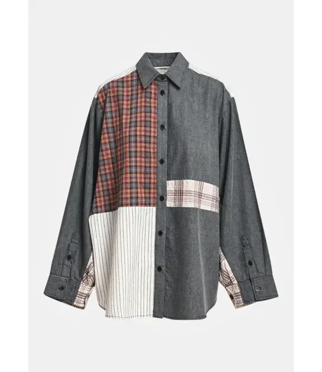 Essentiel Antwerp Kingsley grey patchwork shirt