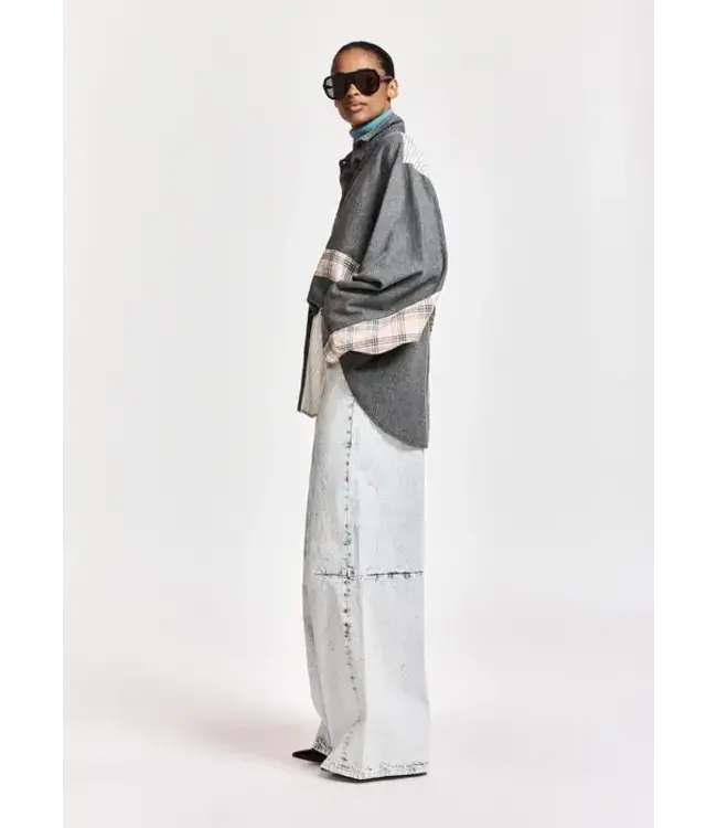 Essentiel Antwerp Kingsley grey patchwork shirt