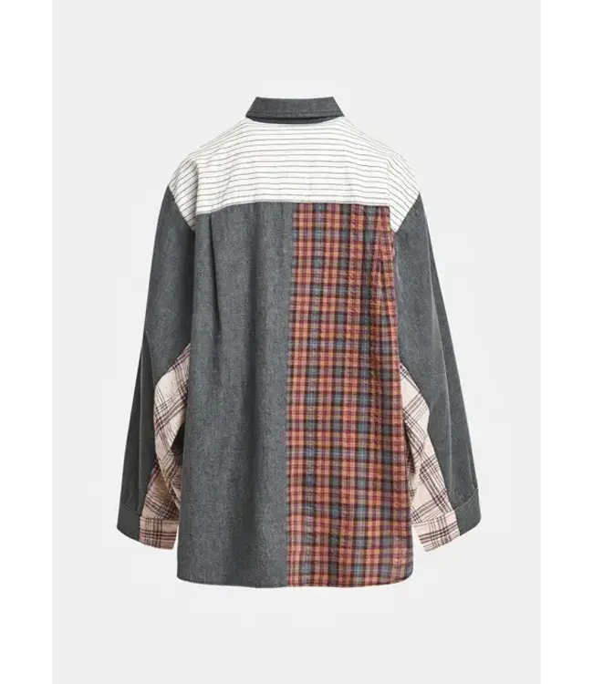Essentiel Antwerp Kingsley grey patchwork shirt