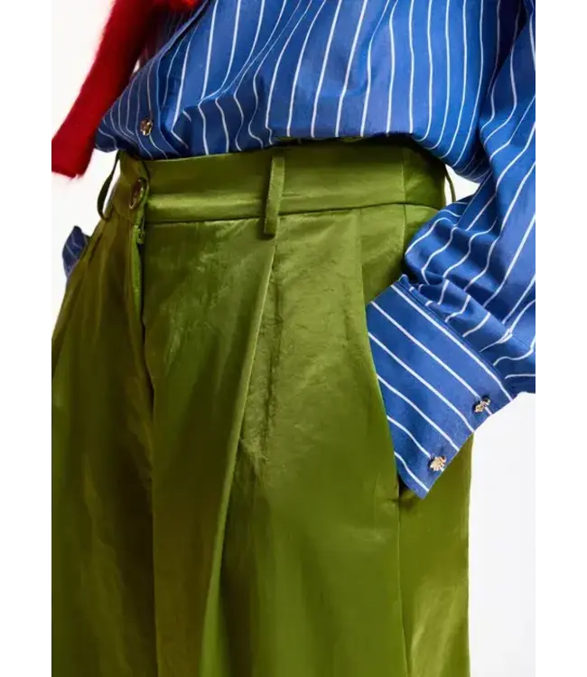 Essentiel Antwerp Karmen wide leg olive garden green pants
