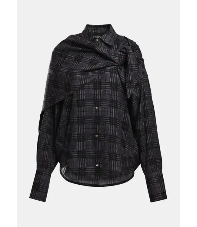 Essentiel Antwerp Kiss oversized shirt check dusty green