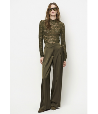 Dante 6 Irony Lace Turtle Neck Top Moss Olive 3895