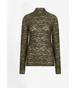 Dante 6 Irony Lace Turtle Neck Top Moss Olive 3895