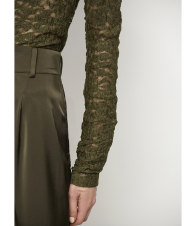 Dante 6 Irony Lace Turtle Neck Top Moss Olive 3895