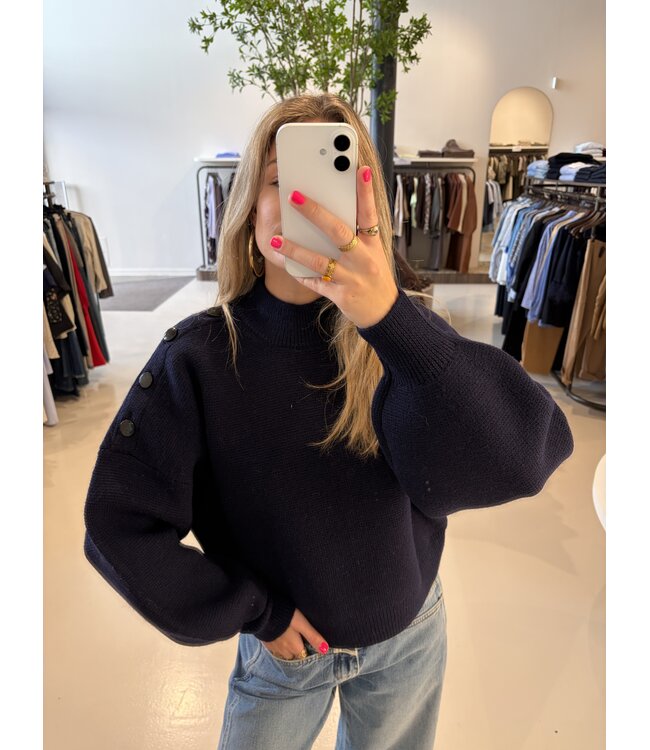 Sessùn Uthan buttons sweater navy