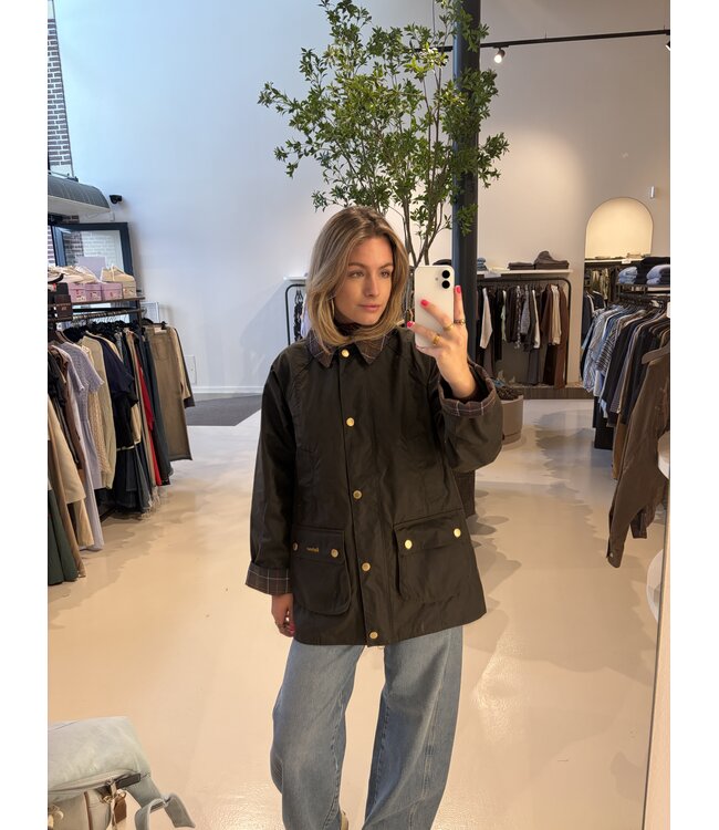 Barbour icons tartan collar olive classic jacket