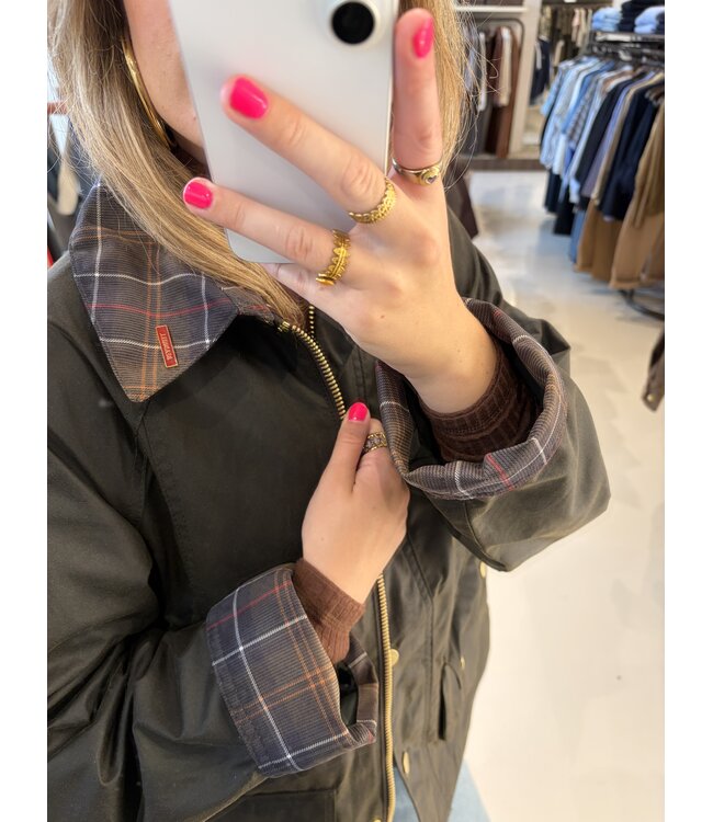 Barbour icons tartan collar olive classic jacket