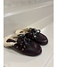 Posa Boat Loafer Mule Fur Box Leather Burgundy