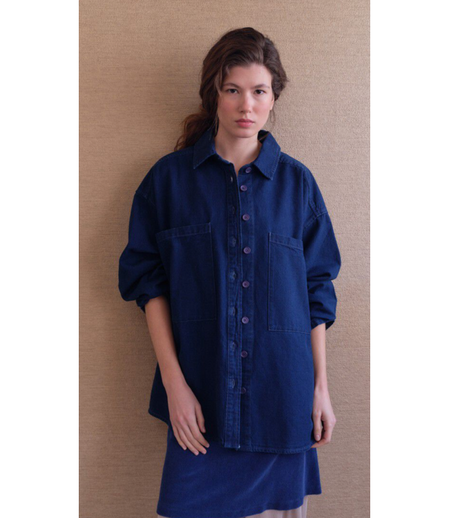 American Vintage Chemise Comow Shirt Blue Brut