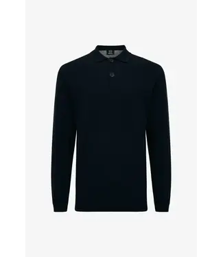 Genti Longsleeve Button Polo 020 Black