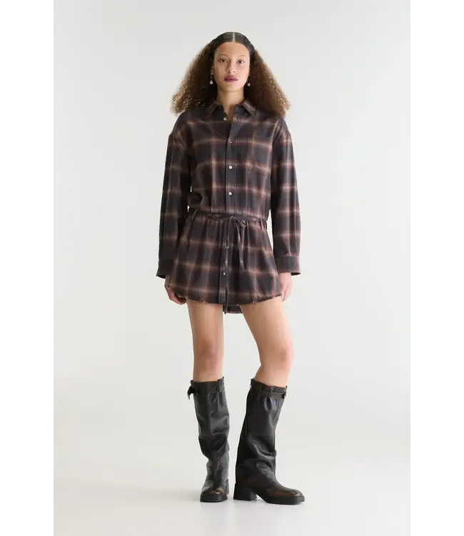 Bellerose Jarvis Checked Shirt Dress Brown
