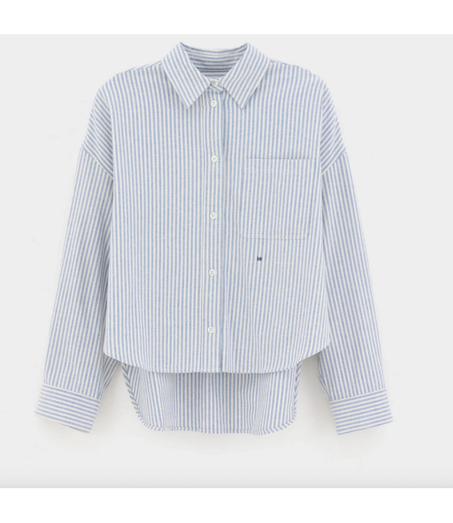 Bellerose Jaxie Striped Cotton Shirt Light Blue Stripe A