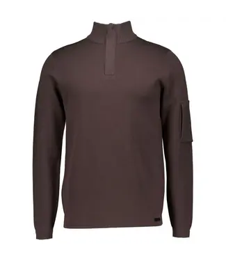 Genti Cool Dry Polo Zip Dark Brown 040