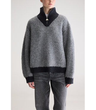 Bellerose Dooh Zip Sweater Mid Grey